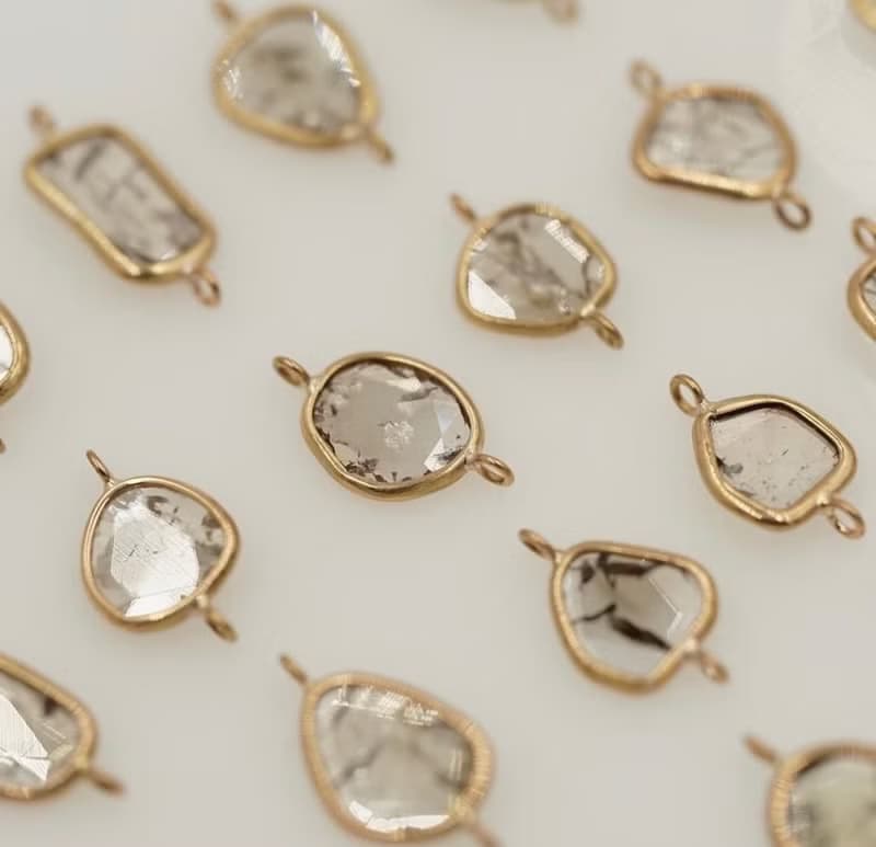 Salt & Pepper 18K金鑲椒鹽鑽星空鑽鑽石薄片天然鑽石可調式手鏈