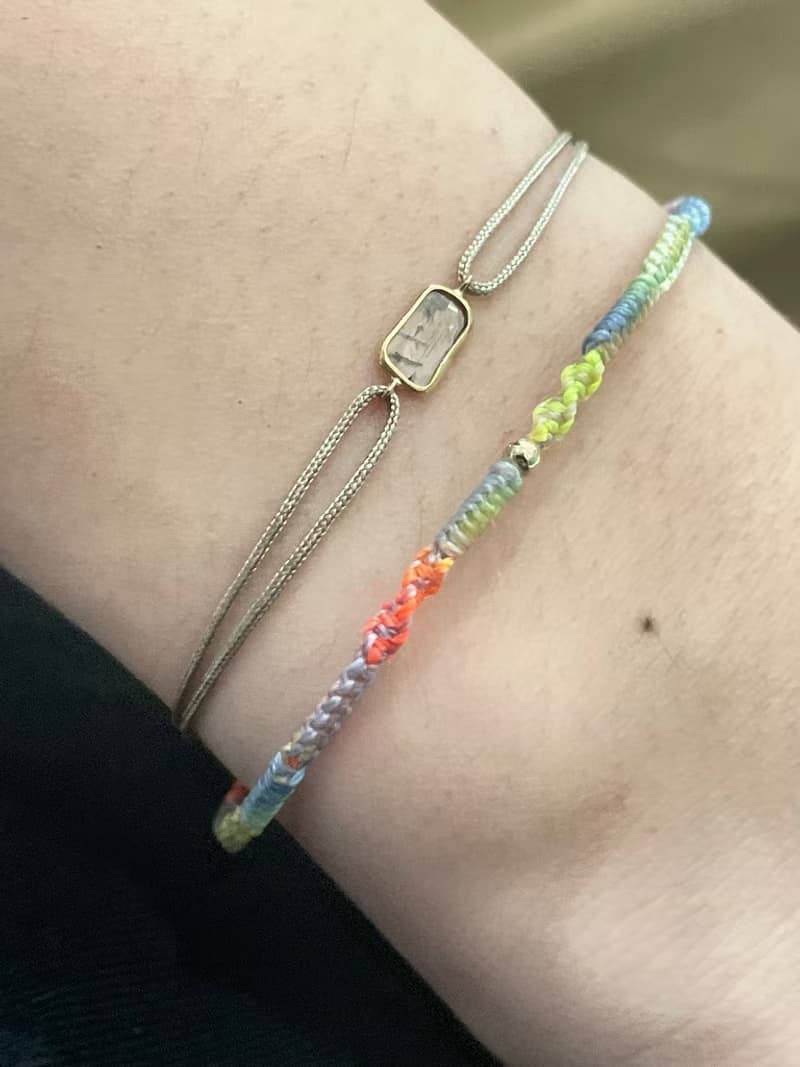 Salt & Pepper 18K金鑲椒鹽鑽星空鑽鑽石薄片天然鑽石可調式手鏈