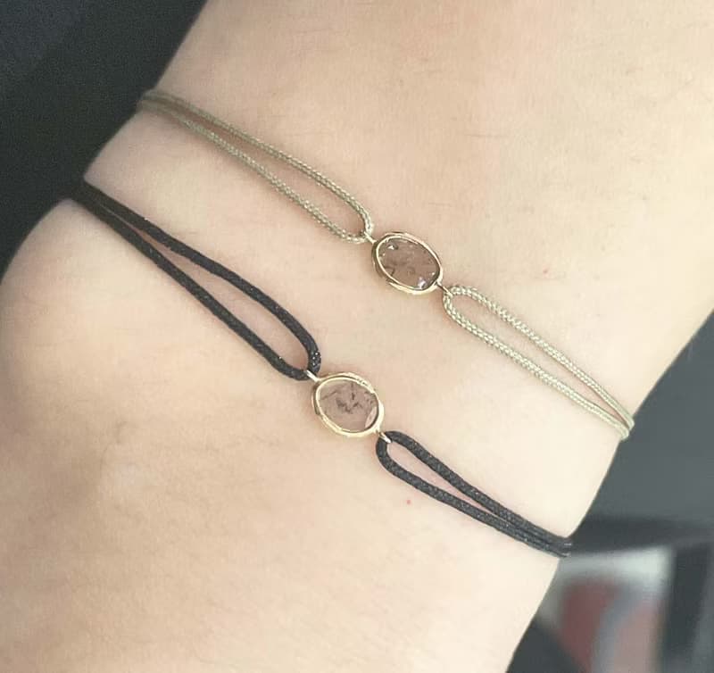 Salt & Pepper 18K金鑲椒鹽鑽星空鑽鑽石薄片天然鑽石可調式手鏈