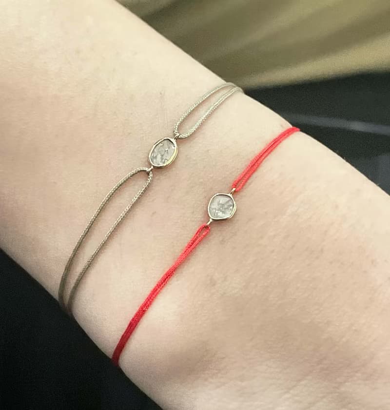 Salt & Pepper 18K金鑲椒鹽鑽星空鑽鑽石薄片天然鑽石可調式手鏈