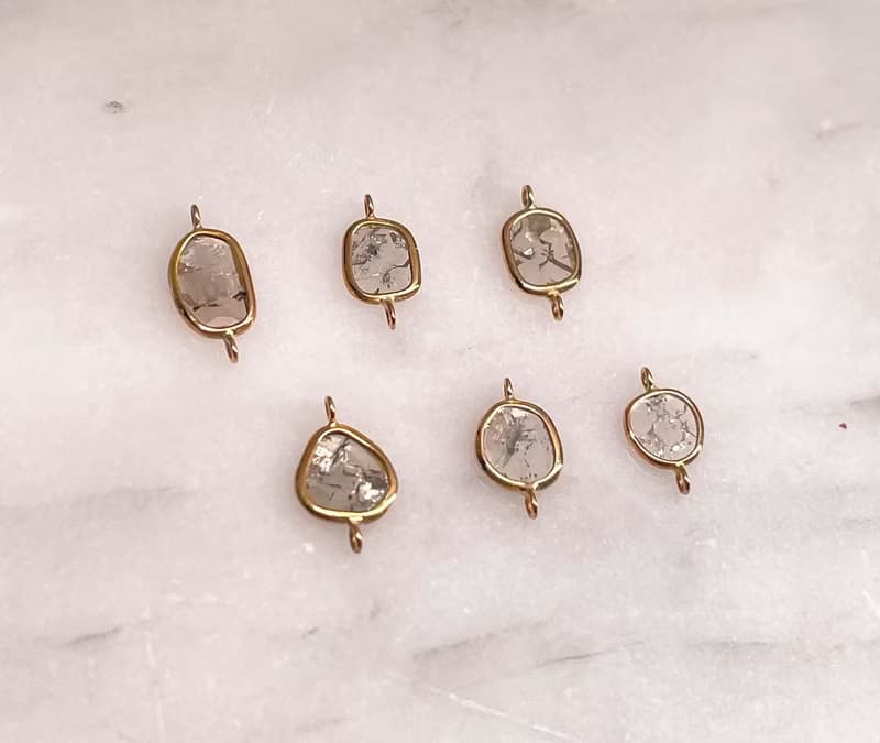 Salt & Pepper 18K金鑲椒鹽鑽星空鑽鑽石薄片天然鑽石可調式手鏈