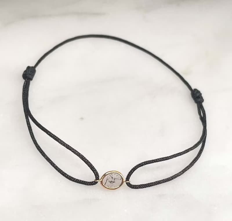 Salt & Pepper 18K金鑲椒鹽鑽星空鑽鑽石薄片天然鑽石可調式手鏈