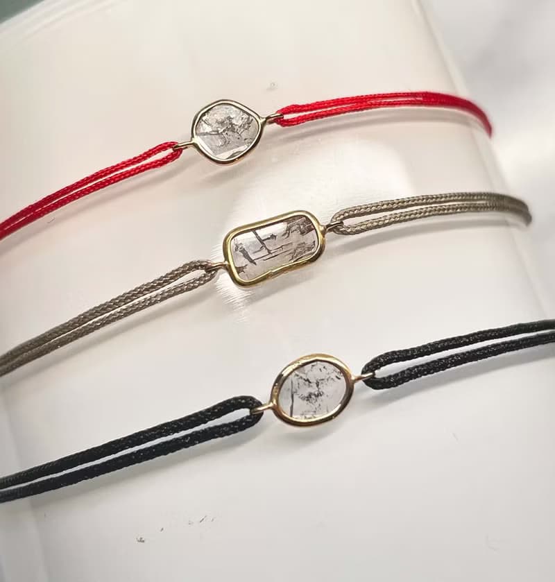 Salt & Pepper 18K金鑲椒鹽鑽星空鑽鑽石薄片天然鑽石可調式手鏈