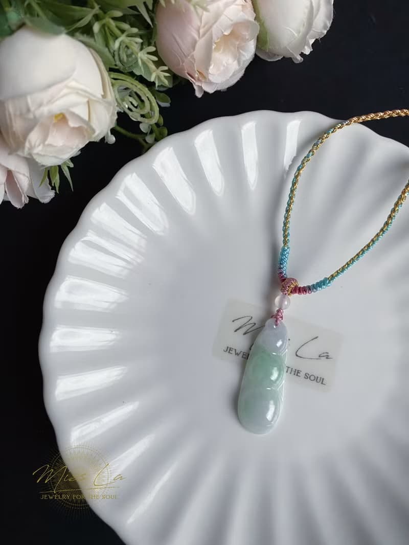 天然緬甸玉翡翠 福豆 設計款 幸福安康 長命百歲 禮物 項鍊