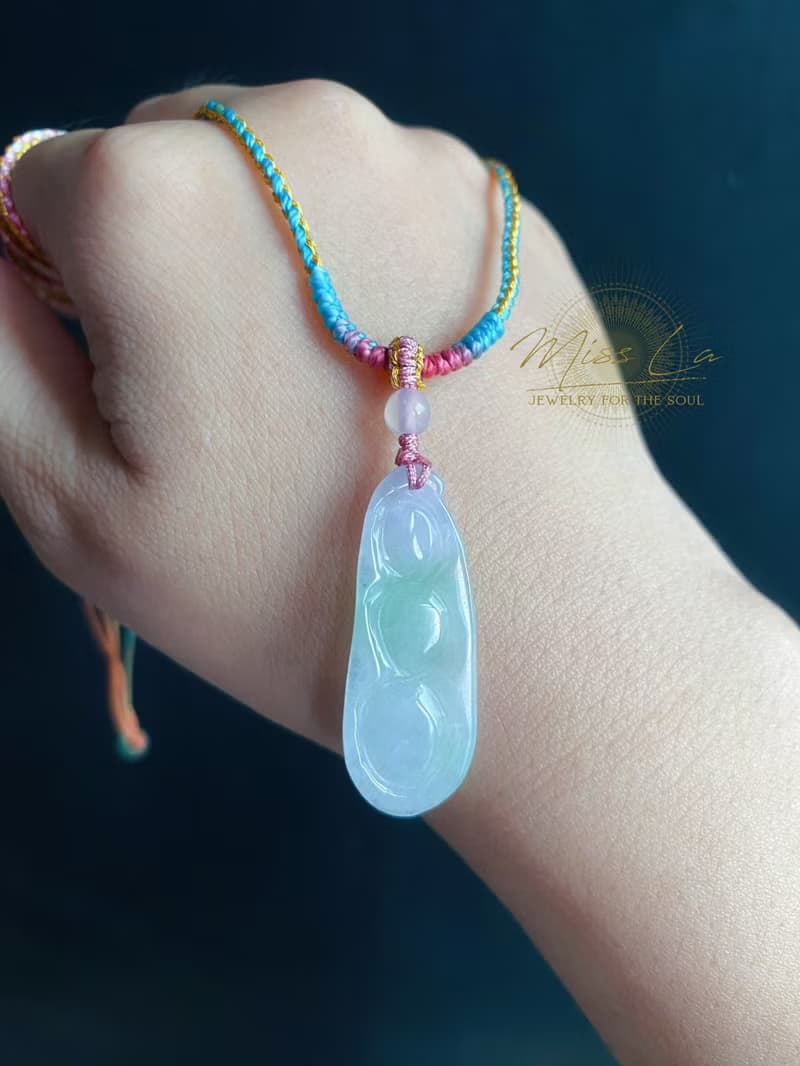 天然緬甸玉翡翠 福豆 設計款 幸福安康 長命百歲 禮物 項鍊