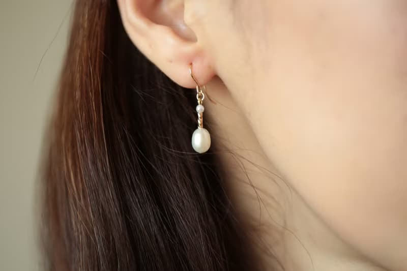 大米粒珍珠耳環│14KGF 天然珍珠