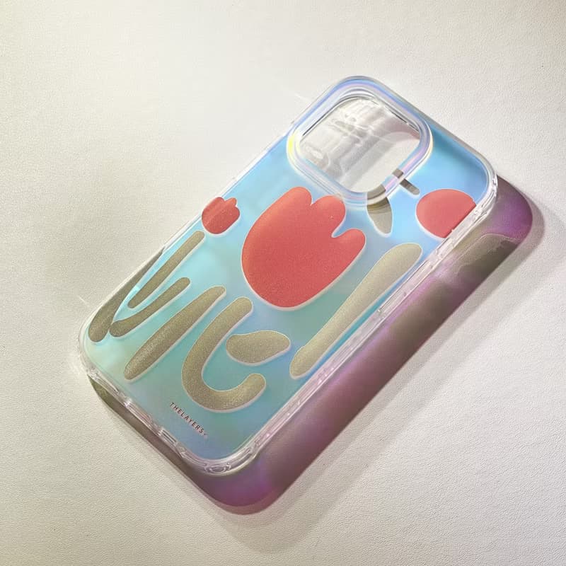 iPhone 16全包漸變幻彩 | 紫色米黃色花卉可愛圖案|防摔軟手機殼