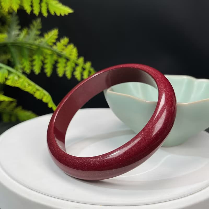 優質 紫金砂朱砂手鐲 61MM 素雅寬版辰砂手環女 積極向上熱情活力