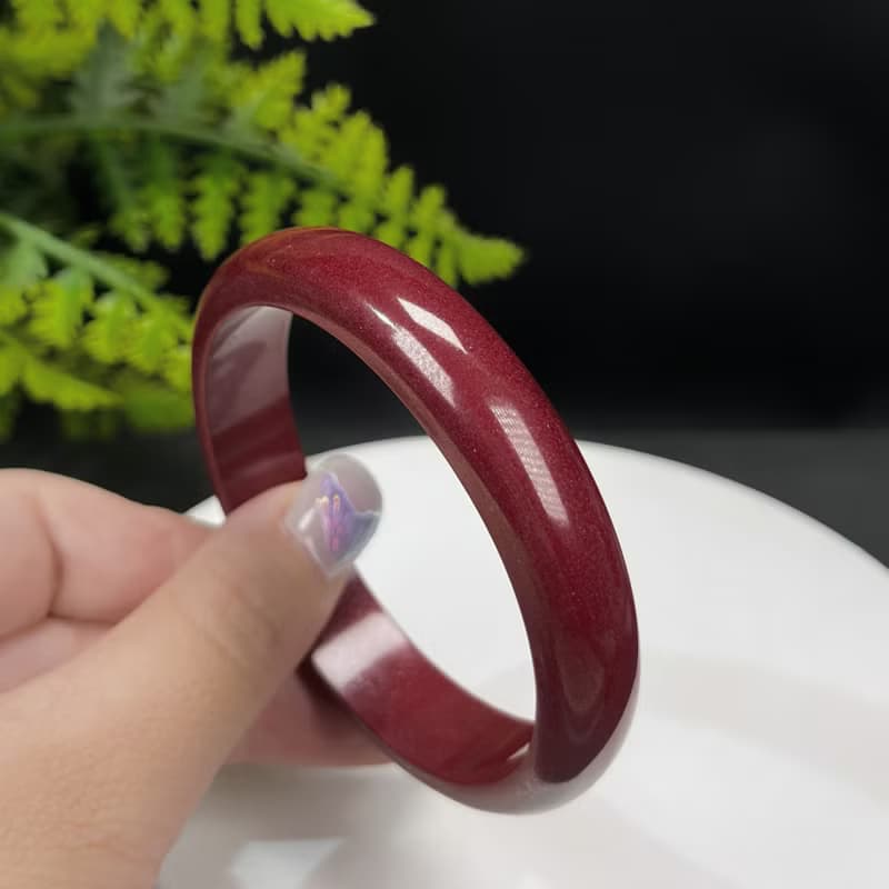 優質 紫金砂朱砂手鐲 61MM 素雅寬版辰砂手環女 積極向上熱情活力