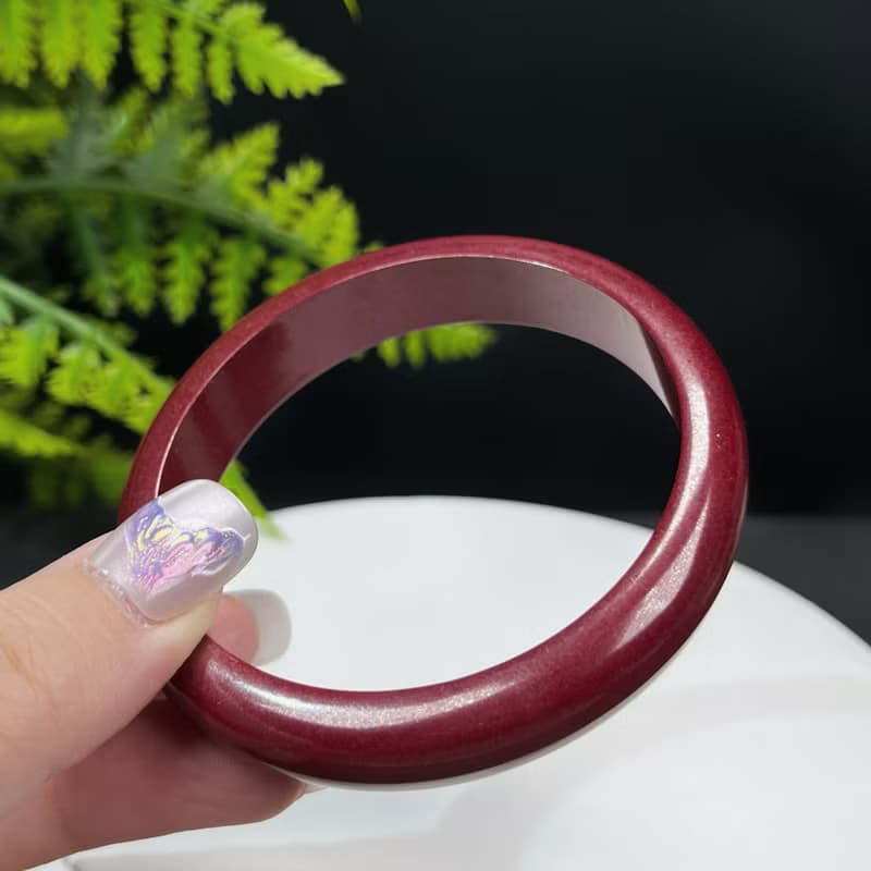 優質 紫金砂朱砂手鐲 61MM 素雅寬版辰砂手環女 積極向上熱情活力