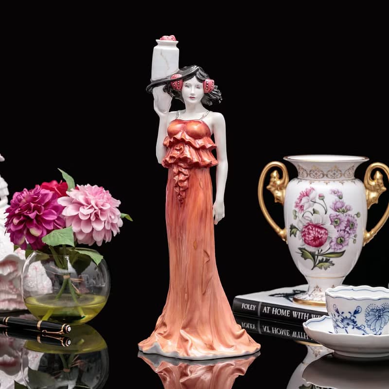 英國製Minton 2007年紅色雅典希臘女神陶瓷人偶雕像雕塑藝術珍藏