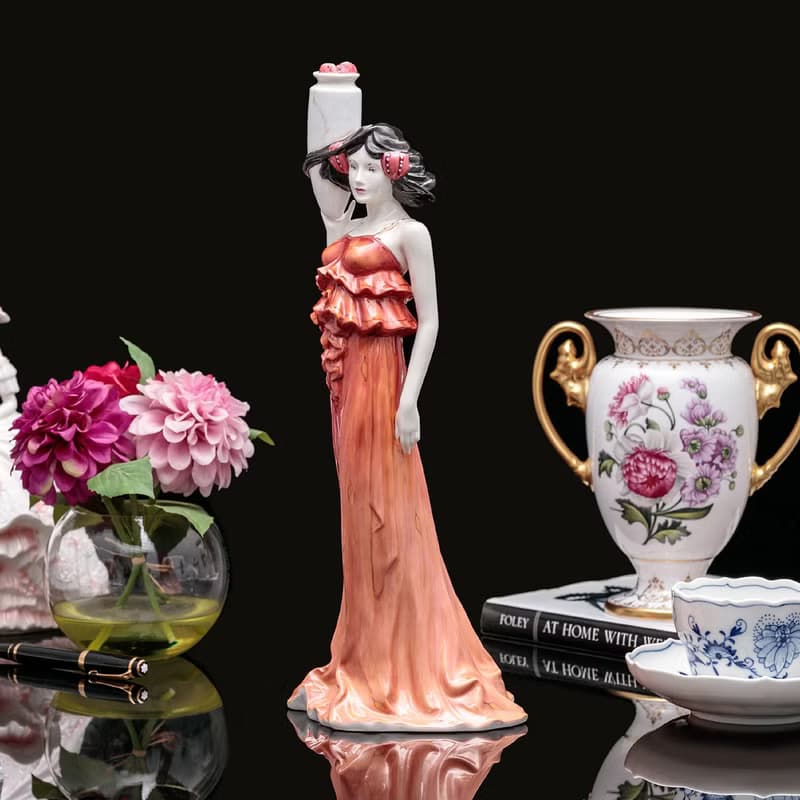 英國製Minton 2007年紅色雅典希臘女神陶瓷人偶雕像雕塑藝術珍藏