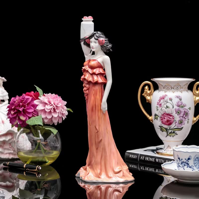 英國製Minton 2007年紅色雅典希臘女神陶瓷人偶雕像雕塑藝術珍藏