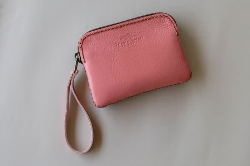 TRIPLET MINI-HANDMADE LEATHER SMALL COIN PURSE-PINK