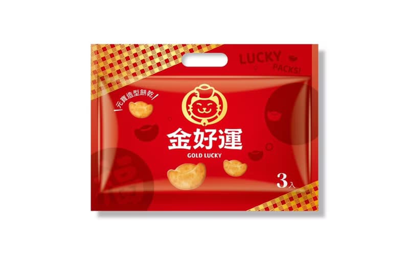【金好運牛奶口味】元寶造型餅乾經典包袋裝(六六大順)/6入袋