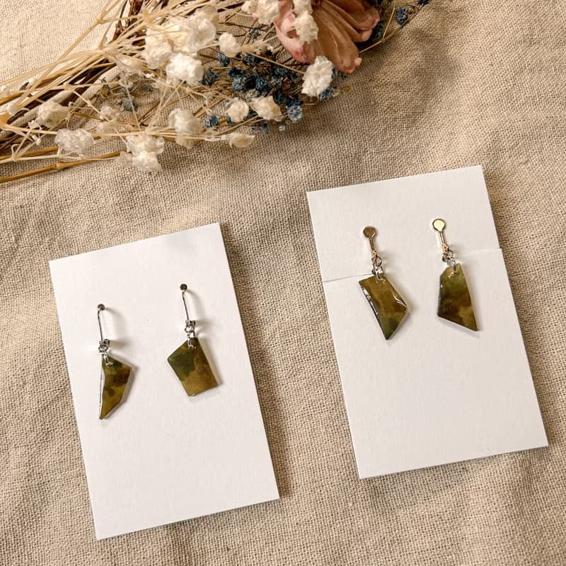 野境迷彩 / 不規則幾何 / 手繪【熱縮片】耳飾