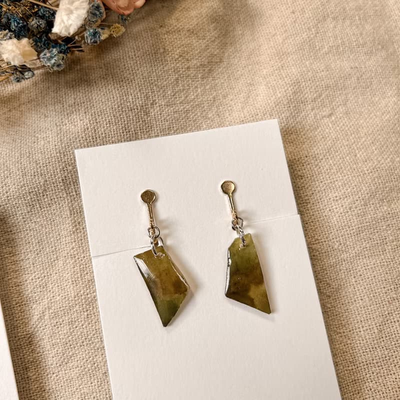 野境迷彩 / 不規則幾何 / 手繪【熱縮片】耳飾