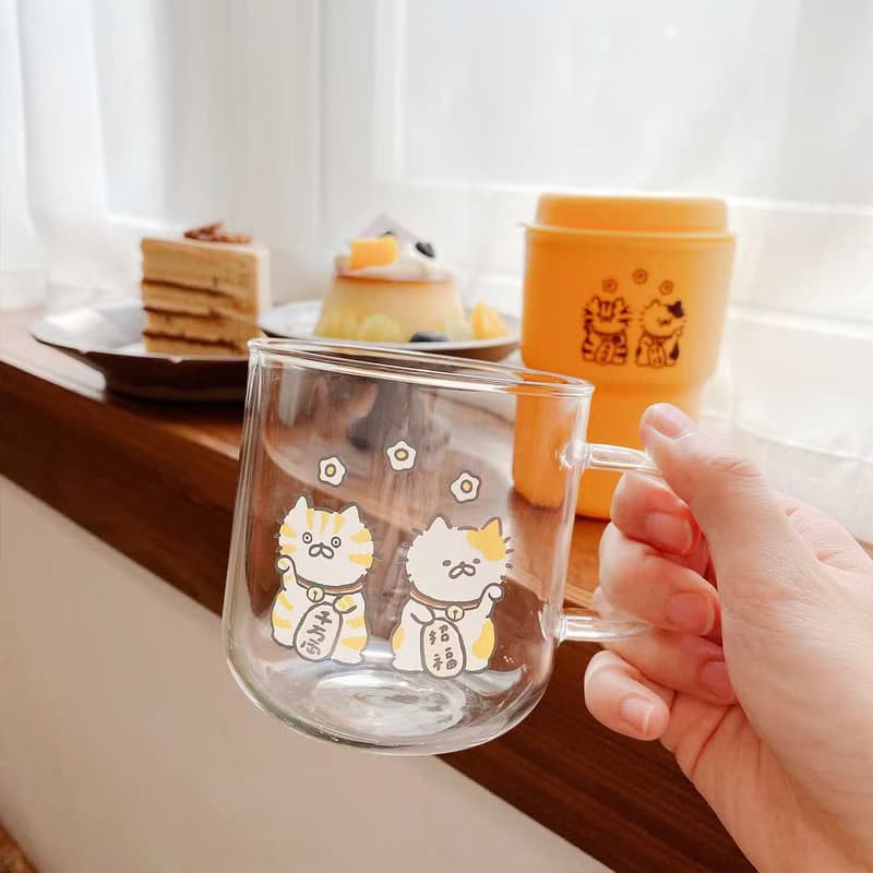 招財貓隨行杯/玻璃杯 /350ml
