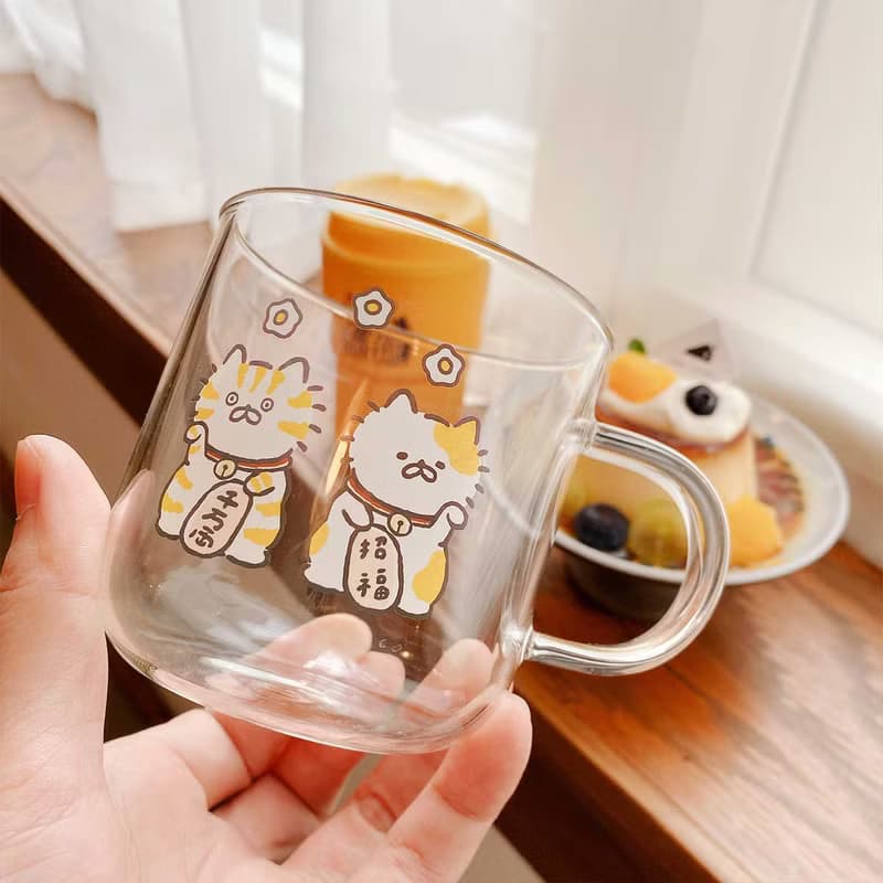 招財貓隨行杯/玻璃杯 /350ml