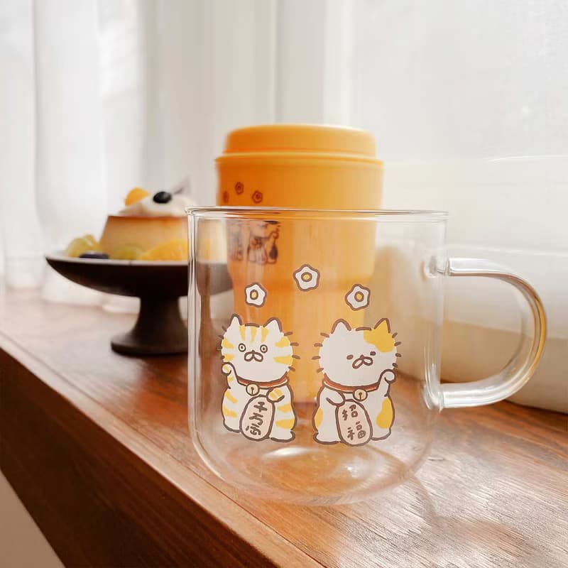 招財貓隨行杯/玻璃杯 /350ml