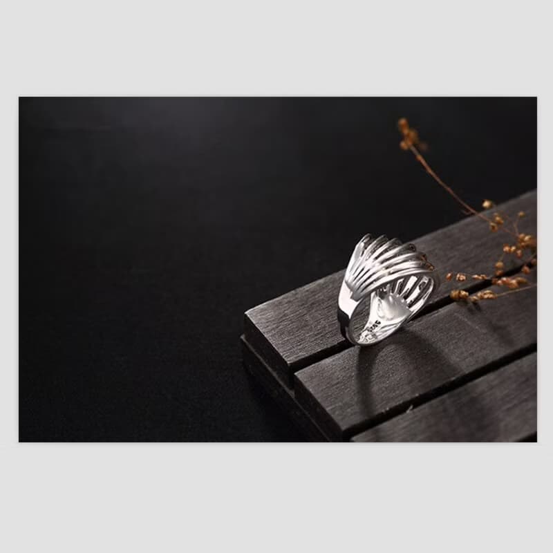 Real 925 Sterling Silver Fine Jewelry Personalized Hollow Wide Rings 7 Circles