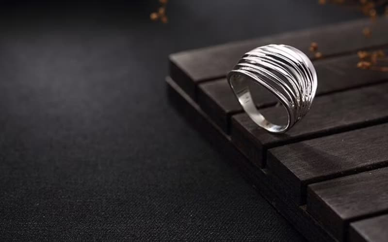 Real 925 Sterling Silver Fine Jewelry Personalized Hollow Wide Rings 7 Circles