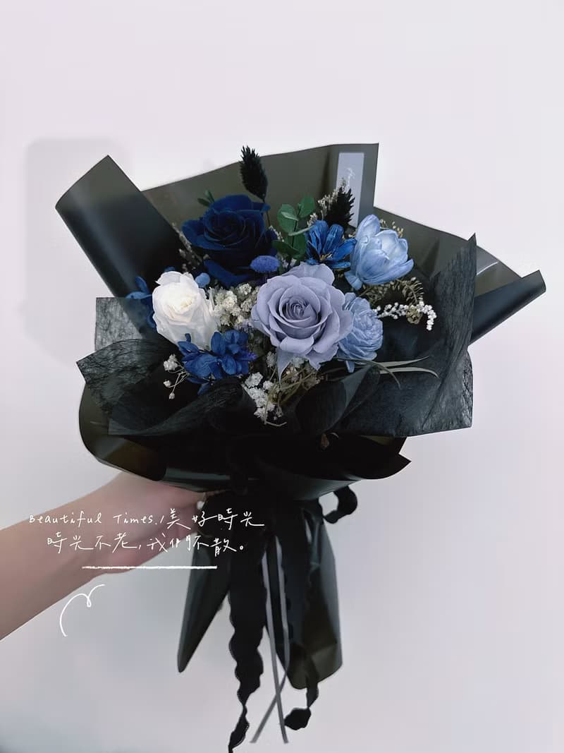 美好時光| 無盡藍-七夕情人節、永生花花束、玫瑰花束、花束