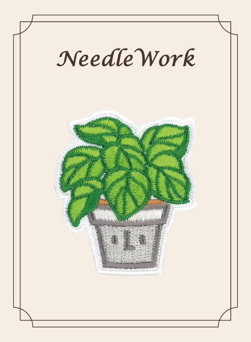 【刺繡貼紙】植物系列 - 大花仙人掌、大葉子盆栽、小葉子盆栽