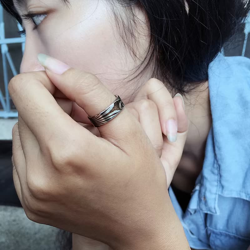 奔跑的流星D款/木目金手工戒指/尾戒,青冶金工手作的詩單品創作!
