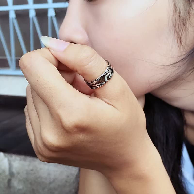奔跑的流星D款/木目金手工戒指/尾戒,青冶金工手作的詩單品創作!