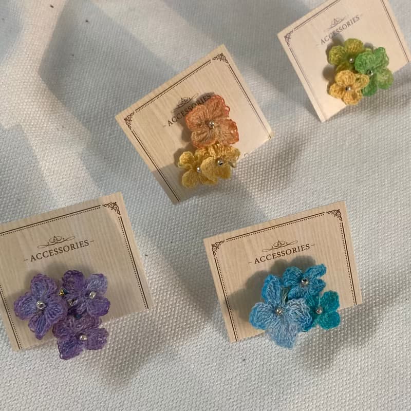【手作飾品系列】 鉤針編織  紫陽花 繡球花 耳骨夾 耳夾耳環