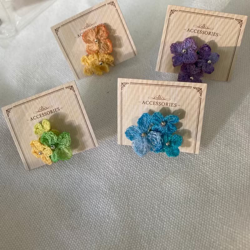 【手作飾品系列】 鉤針編織  紫陽花 繡球花 耳骨夾 耳夾耳環