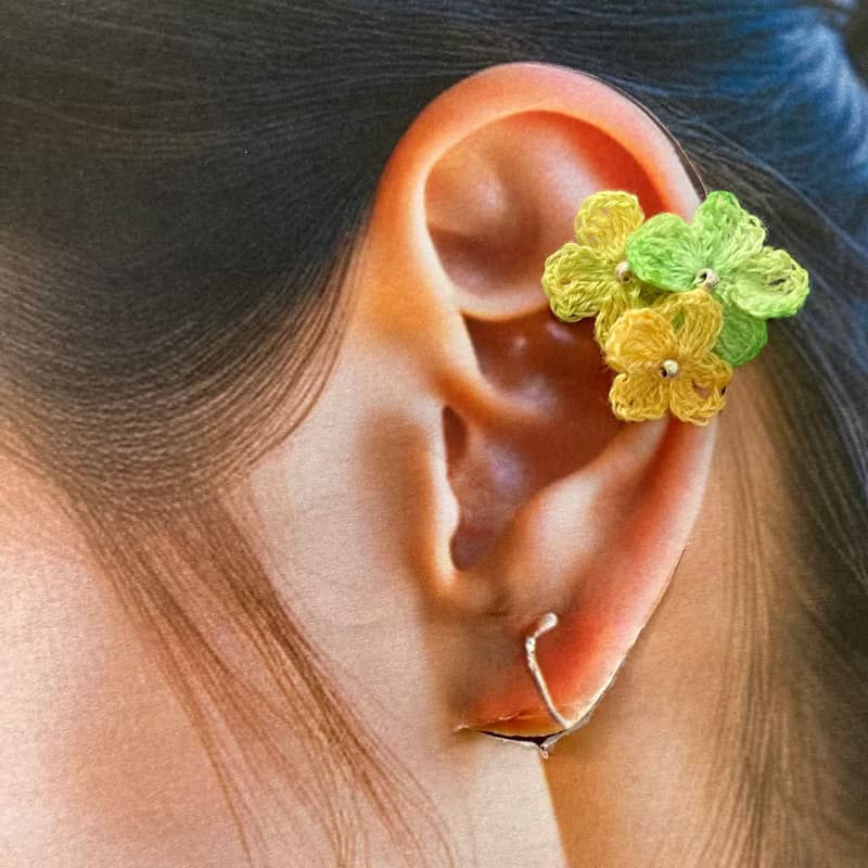 【手作飾品系列】 鉤針編織  紫陽花 繡球花 耳骨夾 耳夾耳環