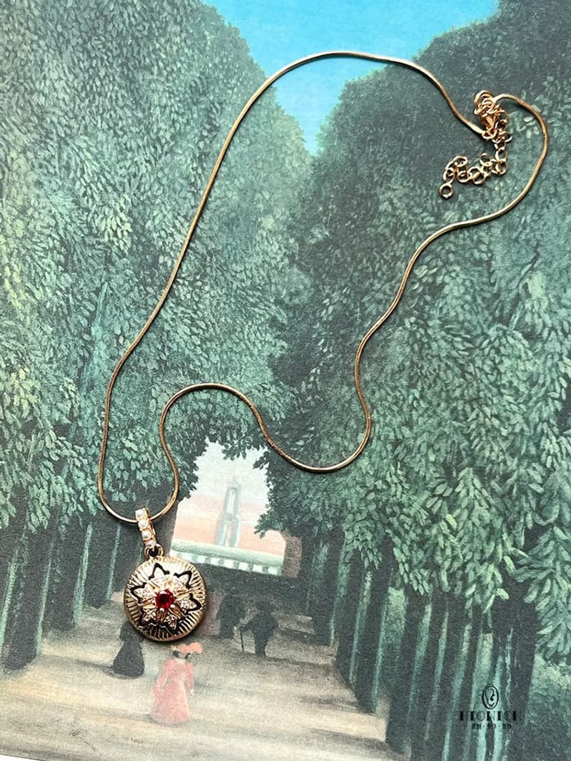 吉斯夢妲~vintage拜佔庭法式復古紅寶石項鏈中古小眾鎖骨鏈