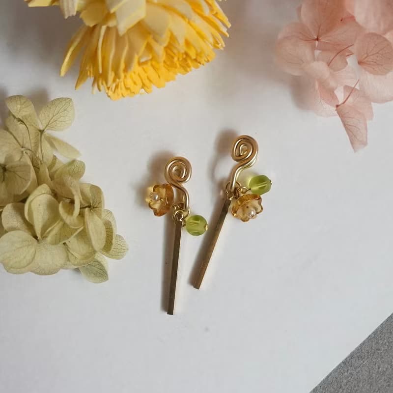 銅本色 無痛耳夾 / 惜花