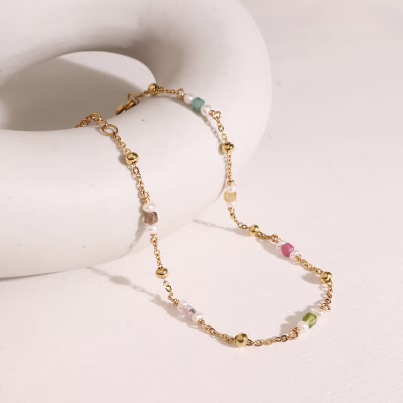 假期。碧璽珍珠手鍊