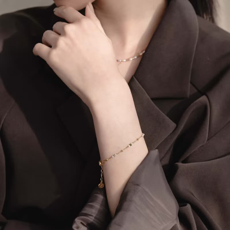 假期。碧璽珍珠手鍊