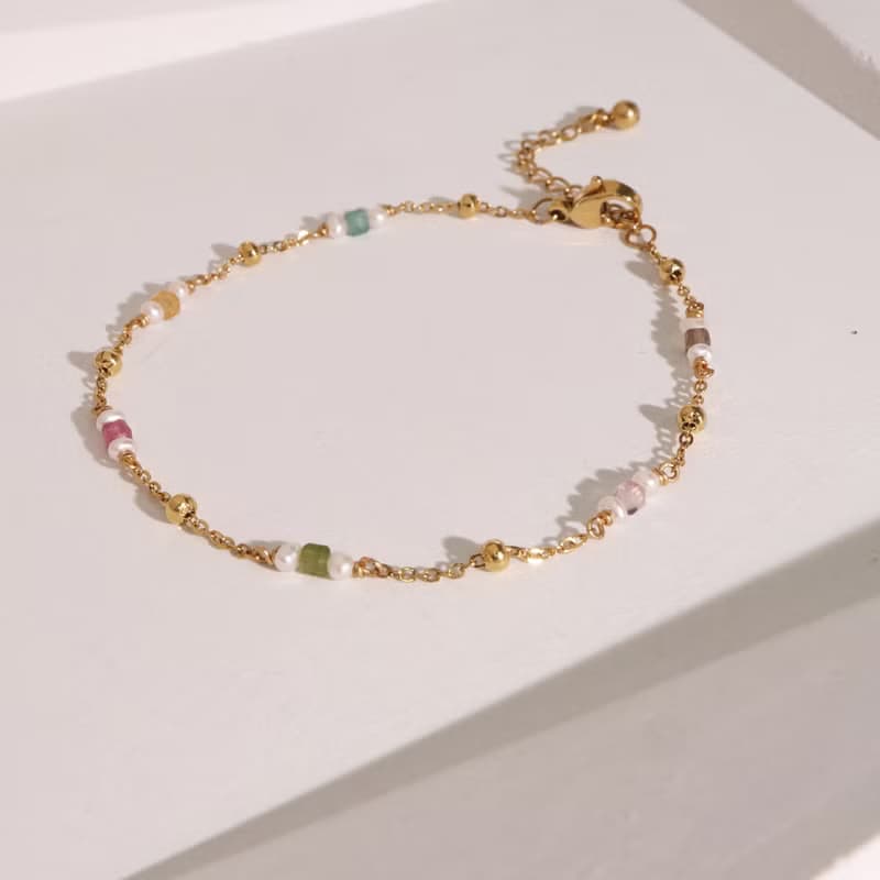 假期。碧璽珍珠手鍊