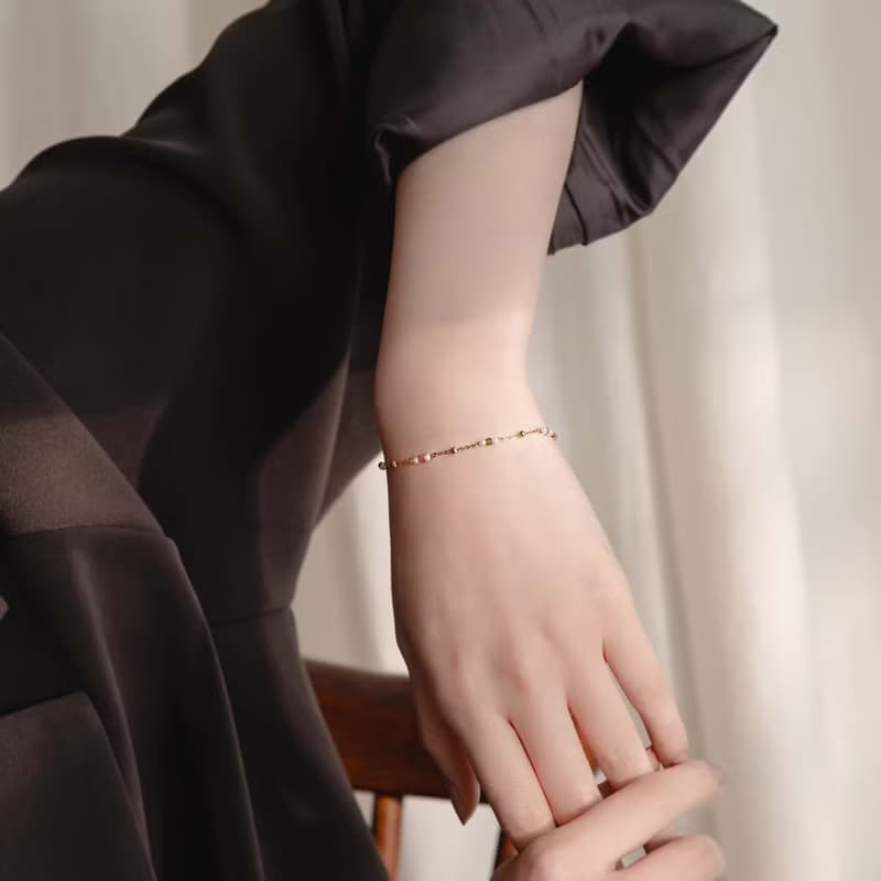 假期。碧璽珍珠手鍊