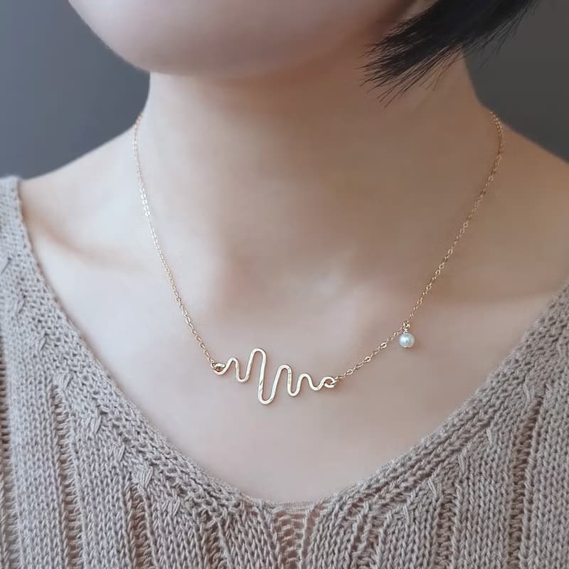 心動 當下 Hearbeat 14Kgf 包金手工鍛敲項鍊 | Akoya 小珍珠墜