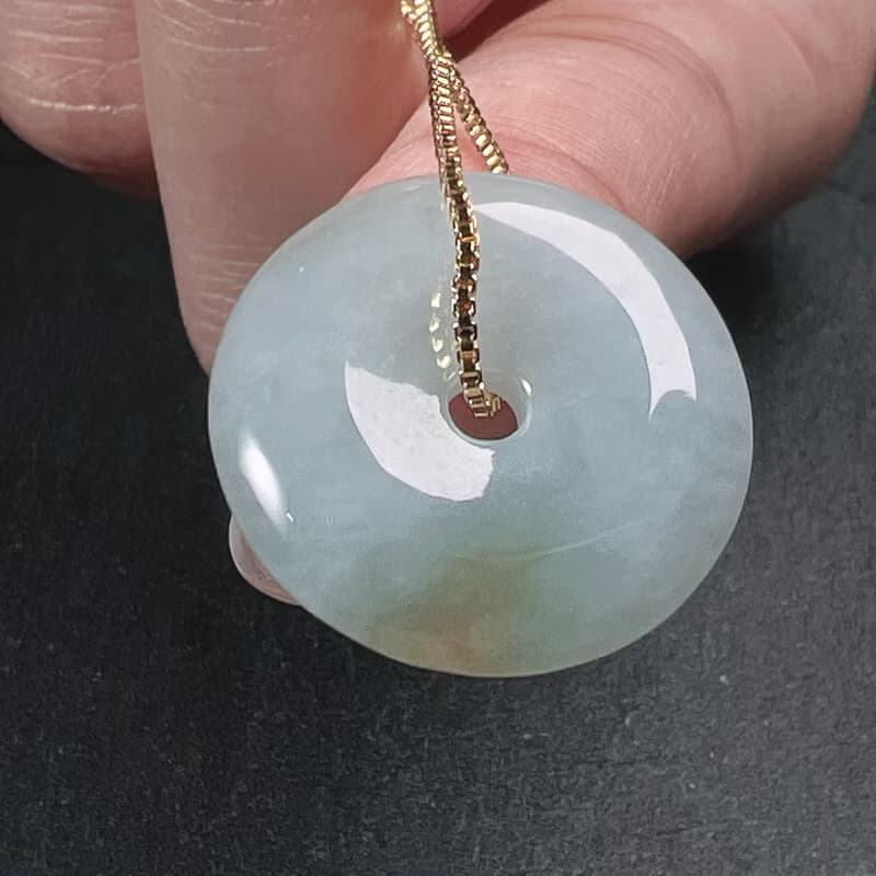 【願‧平安】冰種飄黃翡翠平安扣項鍊 | 天然緬甸玉A貨翡翠 |送禮