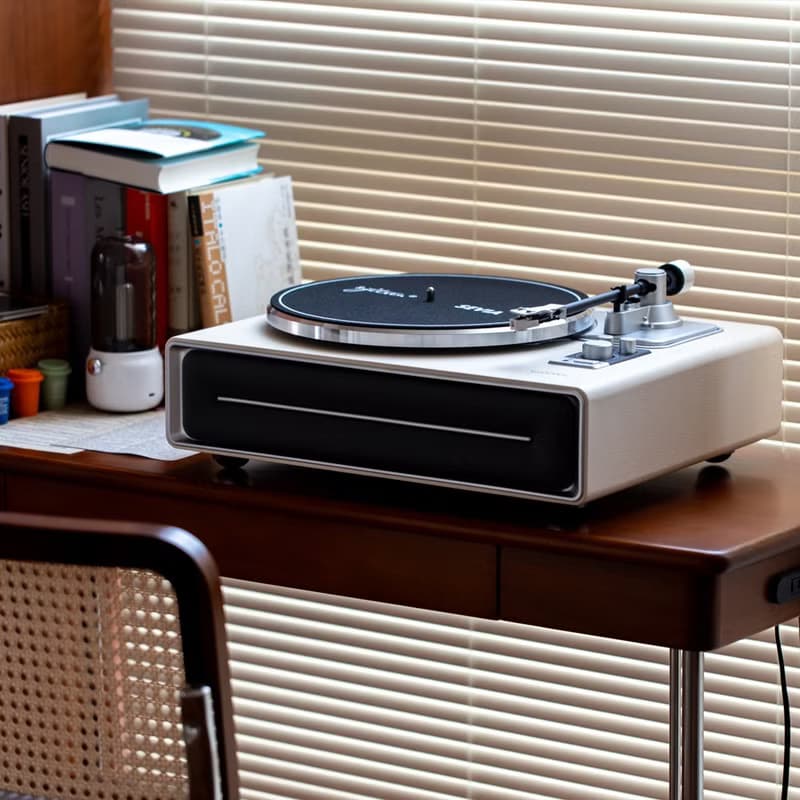 Hifi音質 高音質 一體式黑膠唱片機 內建喇叭 藍牙音響 皮質