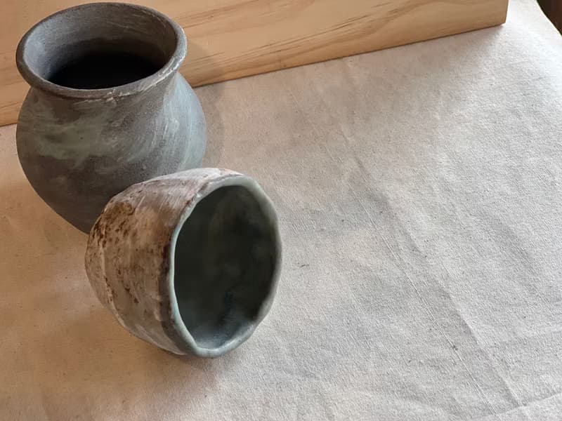 【小陪】刷紋磨砂感內藍茶杯 - 茶杯 杯 生活食器 高台  陶器 盆