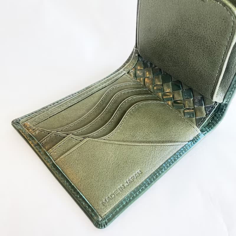 番外編 Basicアートウォレット ブライドルレザーGREEN×バローロ　Olive Green