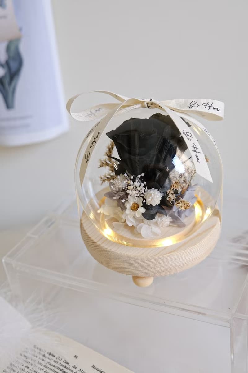 (燈款) 神秘黑-永生花玻璃花球