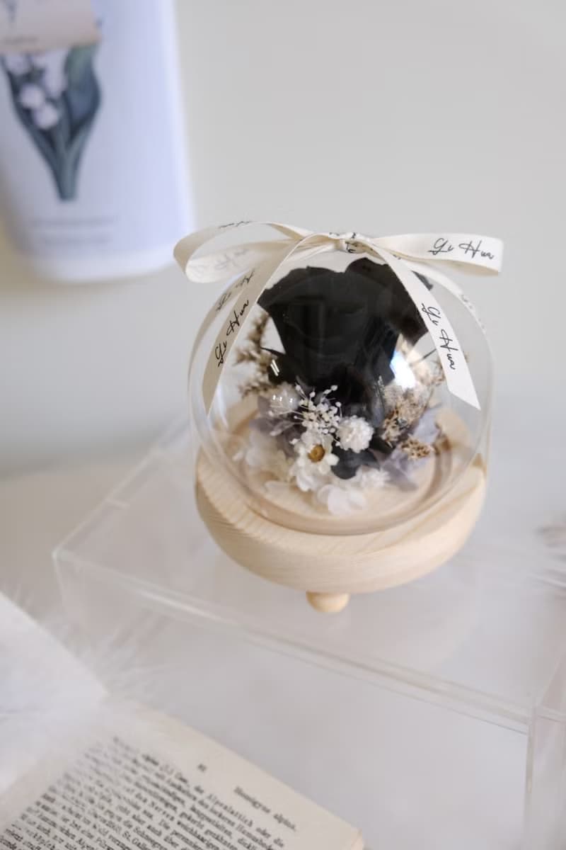 (燈款) 神秘黑-永生花玻璃花球