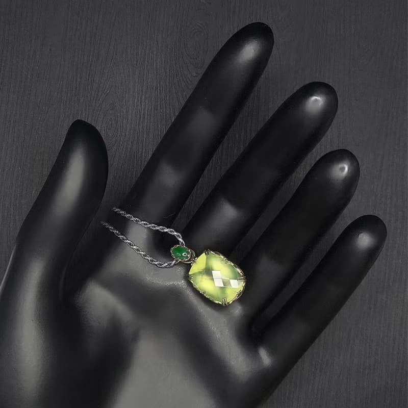 鏤空蕾絲設計宮廷風格吊墜 - 葡萄石.翡翠.14K金.S925銀