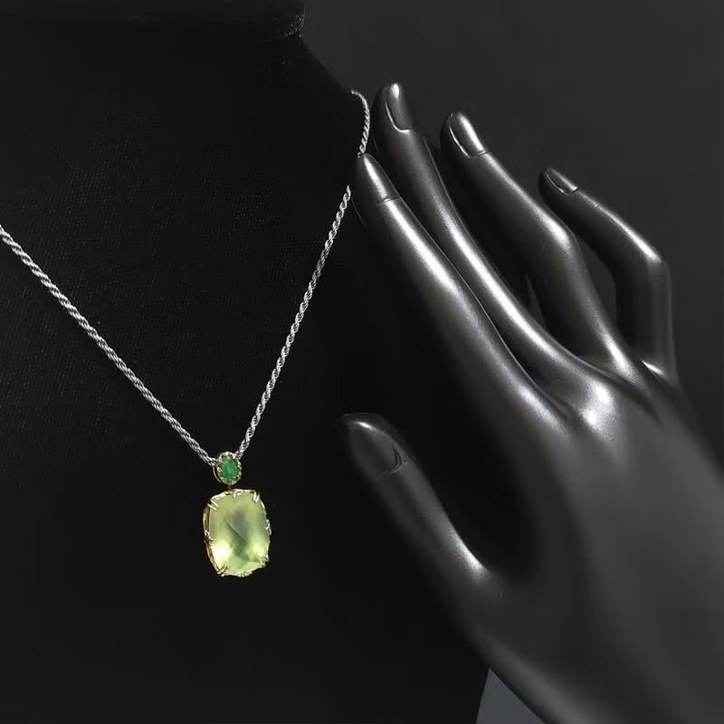 鏤空蕾絲設計宮廷風格吊墜 - 葡萄石.翡翠.14K金.S925銀