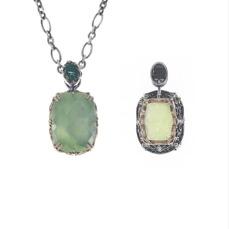 鏤空蕾絲設計宮廷風格吊墜 - 葡萄石.翡翠.14K金.S925銀