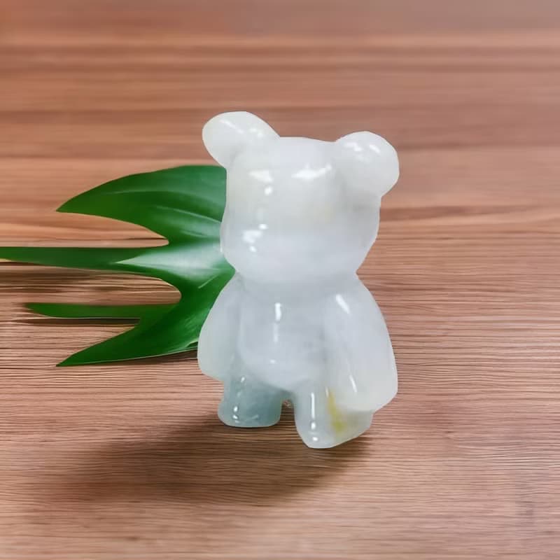 【熊熊玉見你】飄花翡翠可愛小熊擺飾 | 天然緬甸玉翡翠A貨|送禮